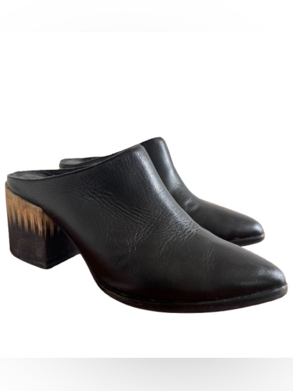 Matisse Evie Mule Slip On Pointed Toe Black Leather Block Heel 7M